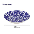Jaipur Blue - Set of 4 Hand Painted Ceramic Plates (Size 25 Cm) - Blue