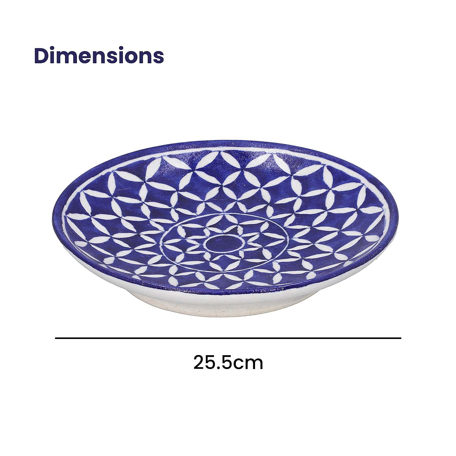 Jaipur Blue - Set of 4 Hand Painted Ceramic Plates (Size 25 Cm) - Blue