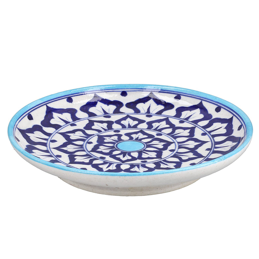 Jaipur Blue - Set of 4 Hand Painted Ceramic Plates (Size 25 Cm) - Blue & White