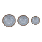 Set of 3 Handmade Mosaic Terracotta Rattan Bowl - Silver