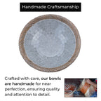 Set of 3 Handmade Mosaic Terracotta Rattan Bowl - Silver