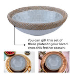Set of 3 Handmade Mosaic Terracotta Rattan Bowl - Silver