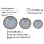Set of 3 Handmade Mosaic Terracotta Rattan Bowl - Silver