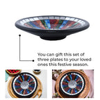 Set of 3 Handmade Mosaic Terracotta Rattan Round Bowl - Multi