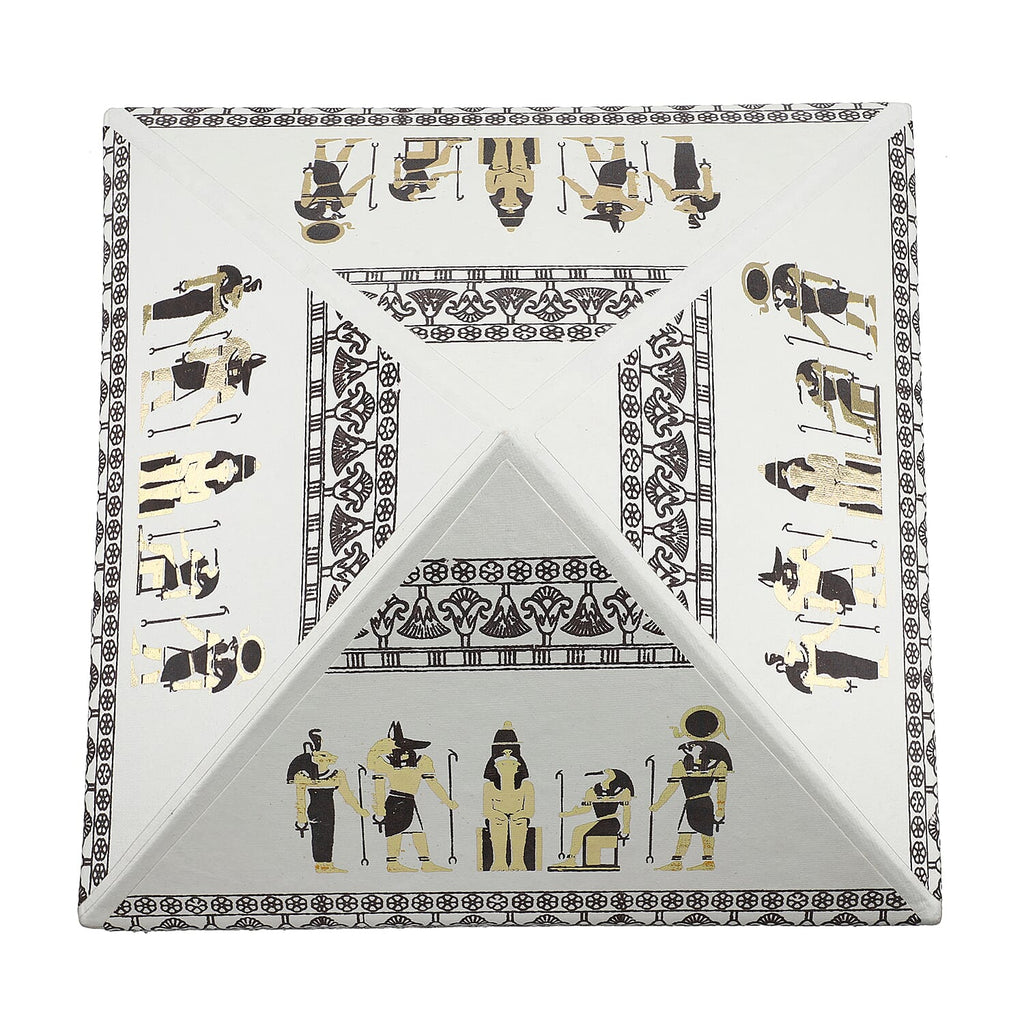 Set of 2 Handmade Paper and Handblock Printed Pyramid Shape Boxes - Egyptian Gods