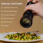 Set of 2 - Stainless Steel Manual Salt and Pepper Mill (Size 21x6 Cm) - Black and White