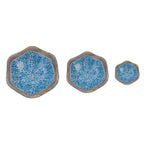 Set of 3 Mosaic Terracotta Handmade Rattan Bowl - Blue