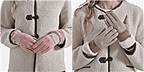 Set of Two Styled By Cashmere Wool Gloves with touchscreen access(One Size) - Beige - Pink