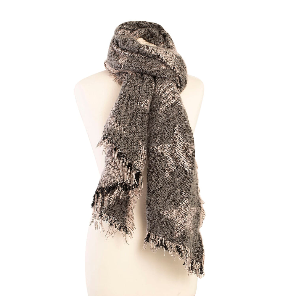 Set of Winter Scarf (Grey) and Gloves (Marroon)