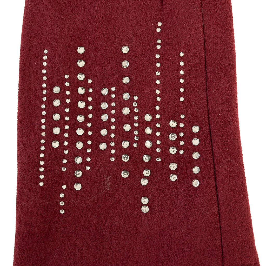 Set of Winter Scarf (Grey) and Gloves (Marroon)