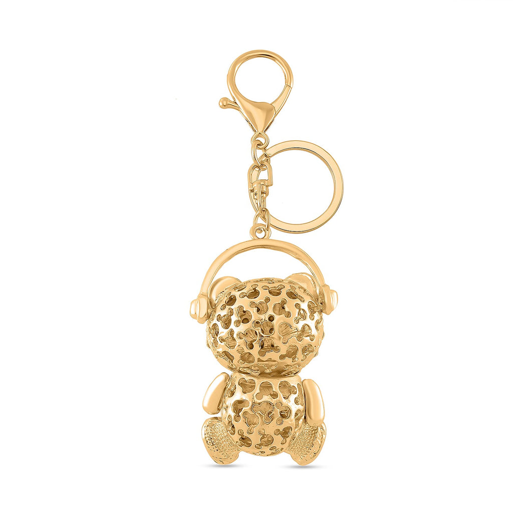 Set of 3 Crystal Pineapple, Turtle & Bear Key Chain in Yellow Gold Colour Plating