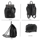 100%  Genuine Leather Classic Shoulder Large  Backpack - Black