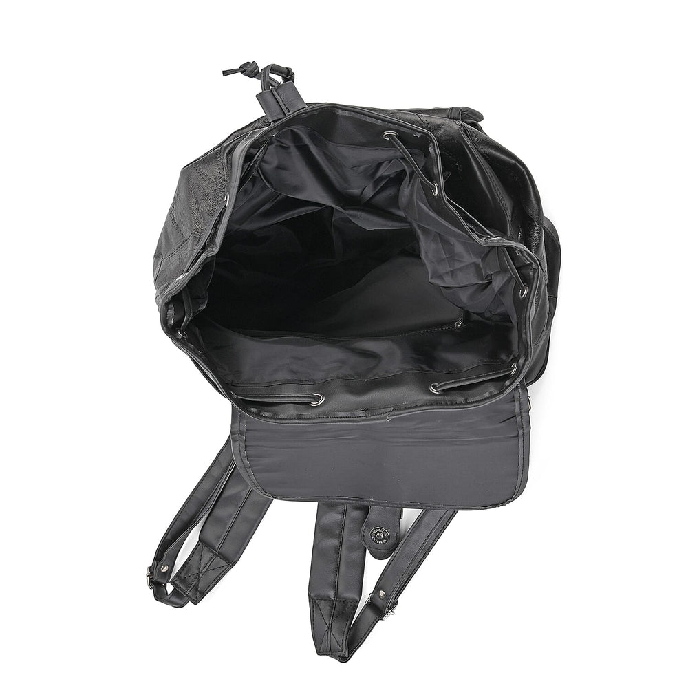 100%  Genuine Leather Classic Shoulder Large  Backpack - Black