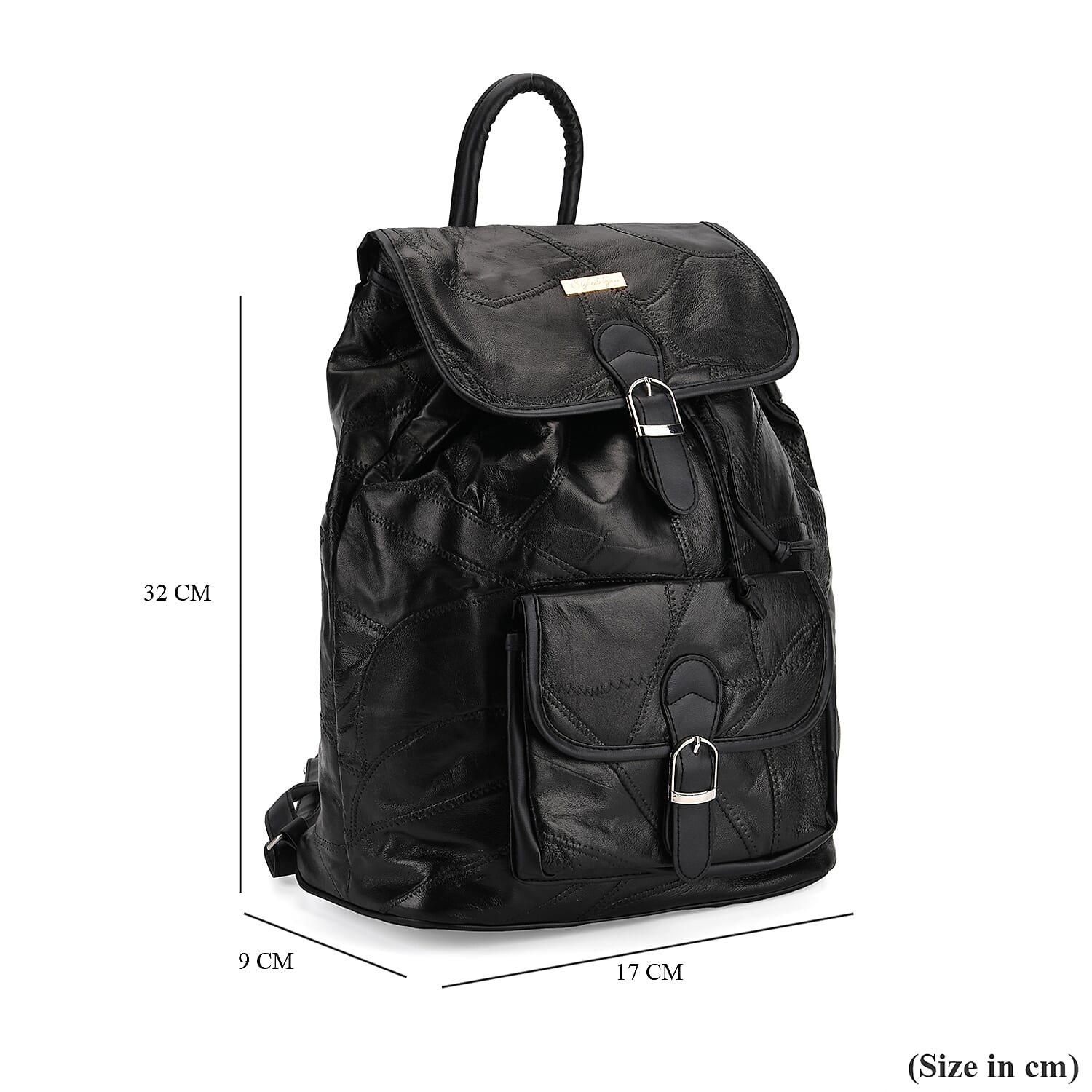 100%  Genuine Leather Classic Shoulder Large  Backpack - Black