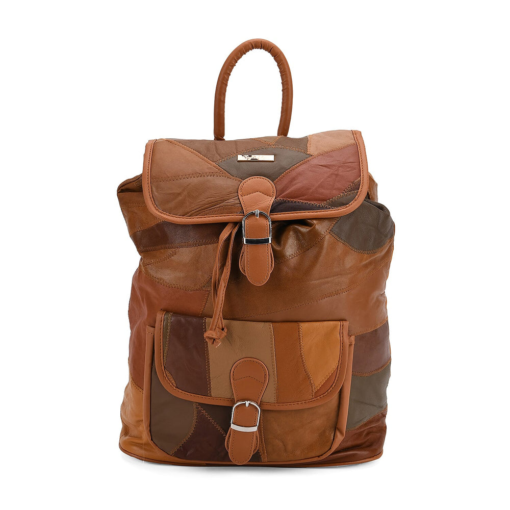 100% Genuine Leather Classic Shoulder Large Backpack - Multi