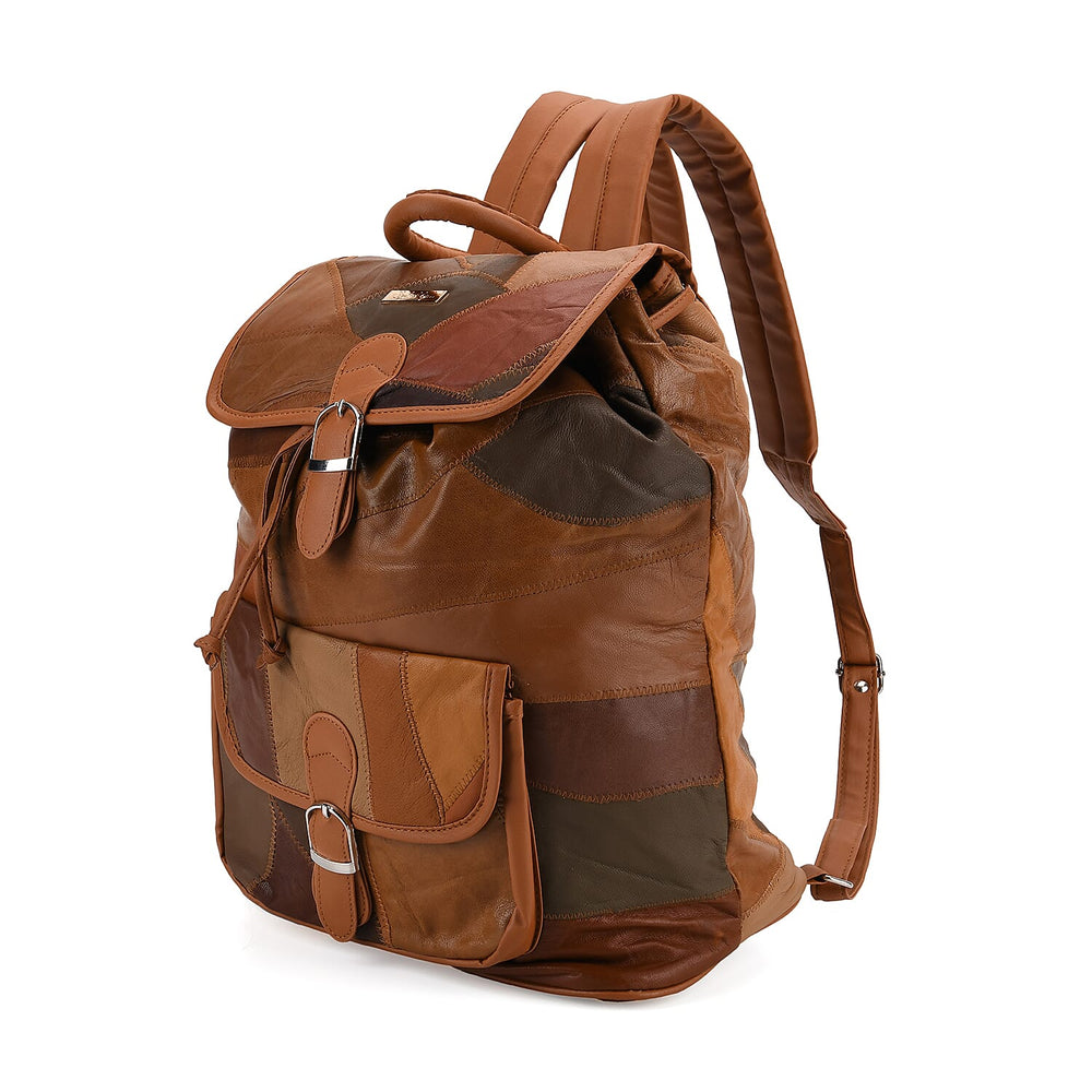 100% Genuine Leather Classic Shoulder Large Backpack - Multi