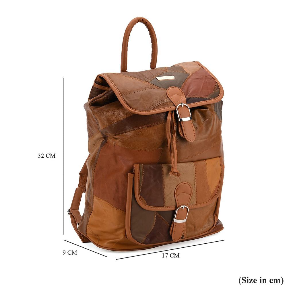 100% Genuine Leather Classic Shoulder Large Backpack - Multi