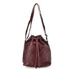 One Time Closeout - 100% Genuine  Leather Bucket Bag (Size 29x23x15 cm)(Size 29x23x15 cm) - Burgundy