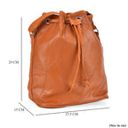 One Time Closeout - 100% Genuine  Leather Bucket Bag (Size 29x23x15 cm)(Size 29x23x15 cm) - Tan