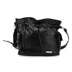 Designer Inspired - Styled by Patch Sheep Leather Bucket Bag with Drawstring - Black