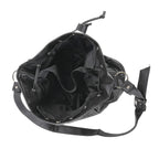 Designer Inspired - Styled by Patch Sheep Leather Bucket Bag with Drawstring - Black