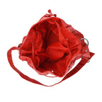 Styled by Patch Sheep Leather Bucket Bag with Drawstring - Red