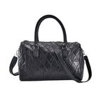 Genuine Leather Duffle Bag with Handle Drop - Black