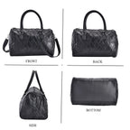 Genuine Leather Duffle Bag with Handle Drop - Black