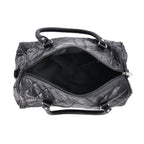Genuine Leather Duffle Bag with Handle Drop - Black