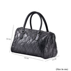 Genuine Leather Duffle Bag with Handle Drop - Black