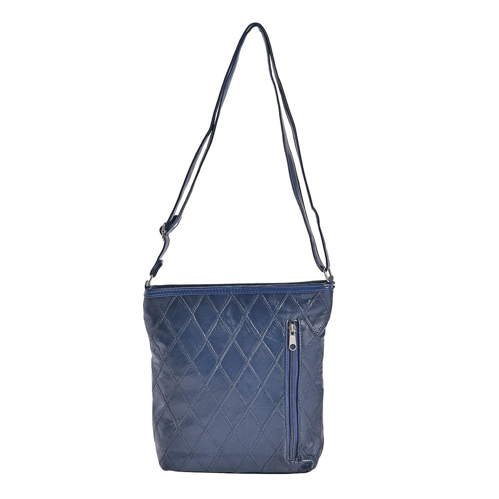 Leather Patchwork Shoulder Bag (Size 37x30x8 ) - Blue & Black
