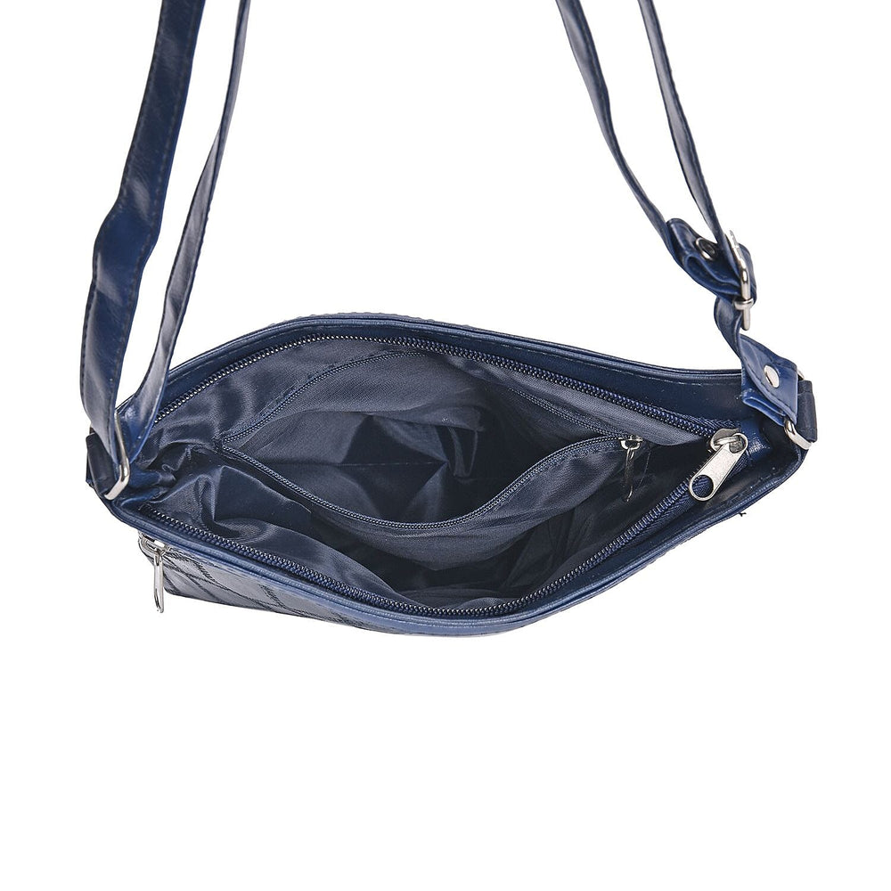 Leather Patchwork Shoulder Bag (Size 37x30x8 ) - Blue & Black