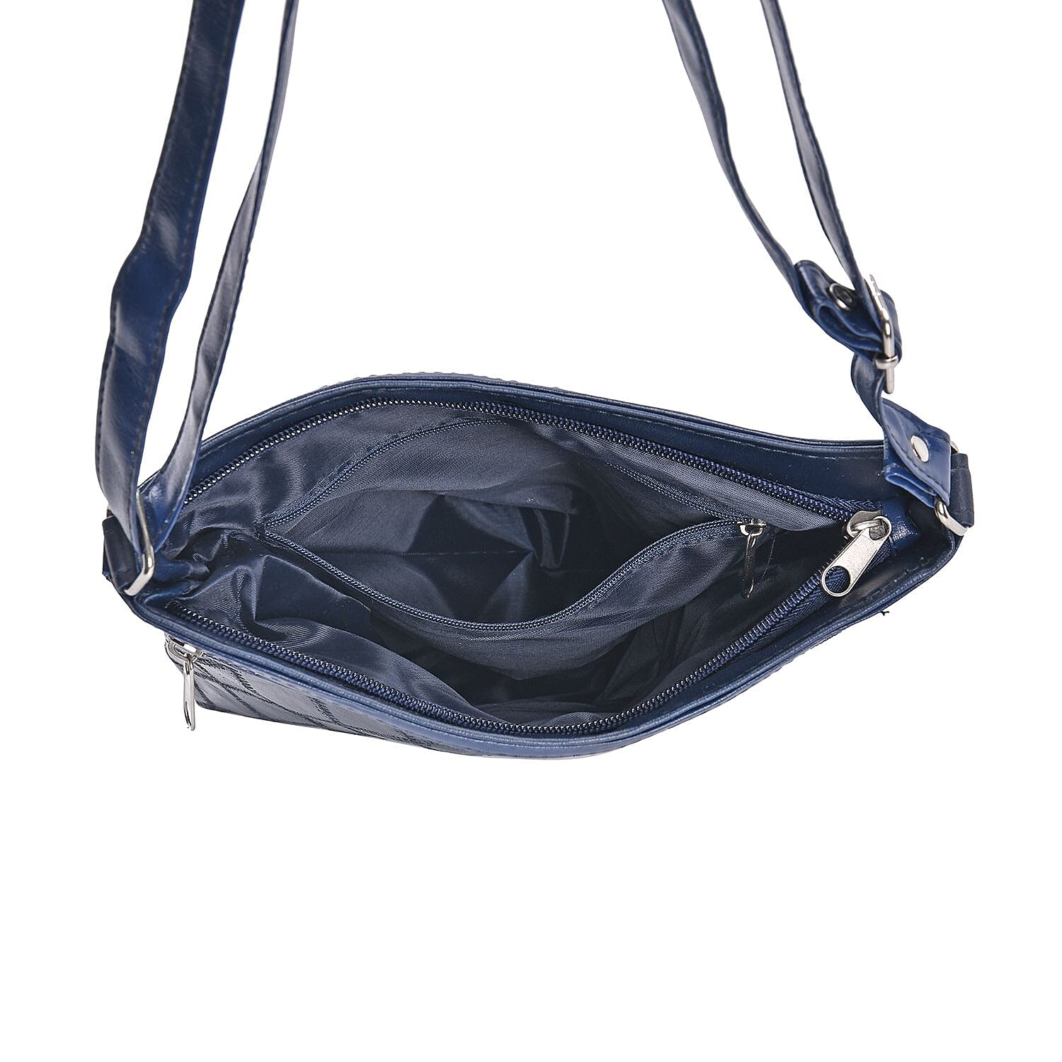 Leather Patchwork Shoulder Bag (Size 37x30x8 ) - Blue & Black