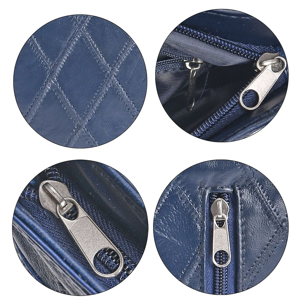 Leather Patchwork Shoulder Bag (Size 37x30x8 ) - Blue & Black