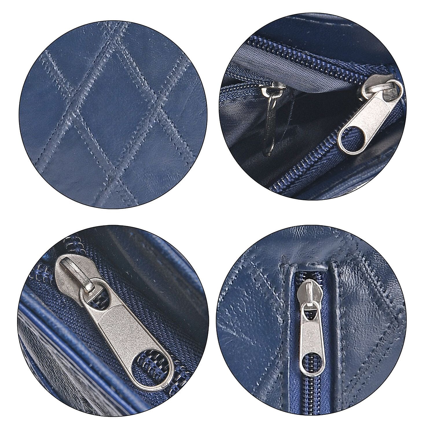 Leather Patchwork Shoulder Bag (Size 37x30x8 ) - Blue & Black
