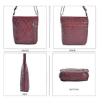 Leather Patchwork Shoulder Bag (Size 37x30x8 ) - Burgundy & Black