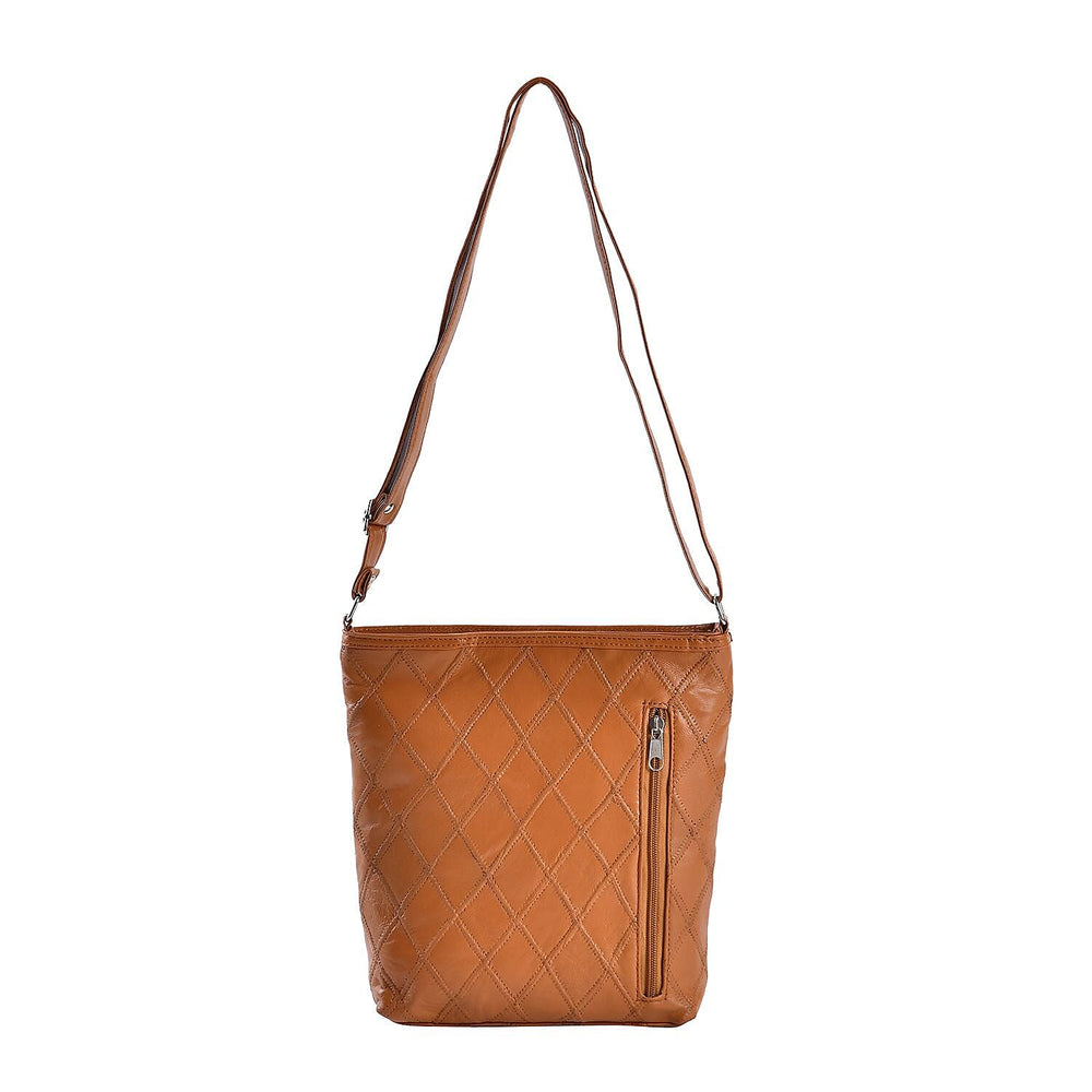 Leather Patchwork Shoulder Bag (Size 37x30x8 ) - Tan & Black