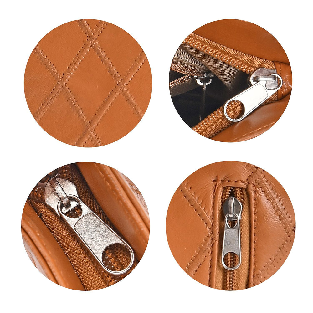 Leather Patchwork Shoulder Bag (Size 37x30x8 ) - Tan & Black