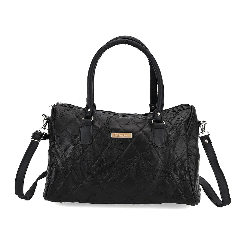 Styled by - 100% Genuine Leather Handbag with Leather Shoulder Strap - Black