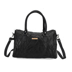 Styled by - 100% Genuine Leather Handbag with Leather Shoulder Strap - Black