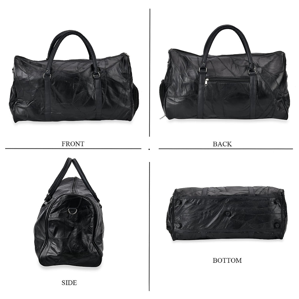 100% Genuine Leather Travel Duffle Bag (Size 51x23x28 cm) - Black