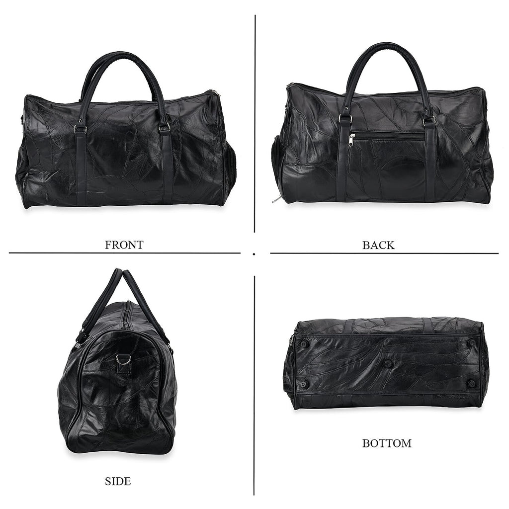 100% Genuine Leather Travel Duffle Bag (Size 51x23x28 cm) - Black