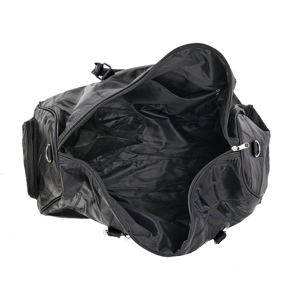 100% Genuine Leather Travel Duffle Bag (Size 51x23x28 cm) - Black