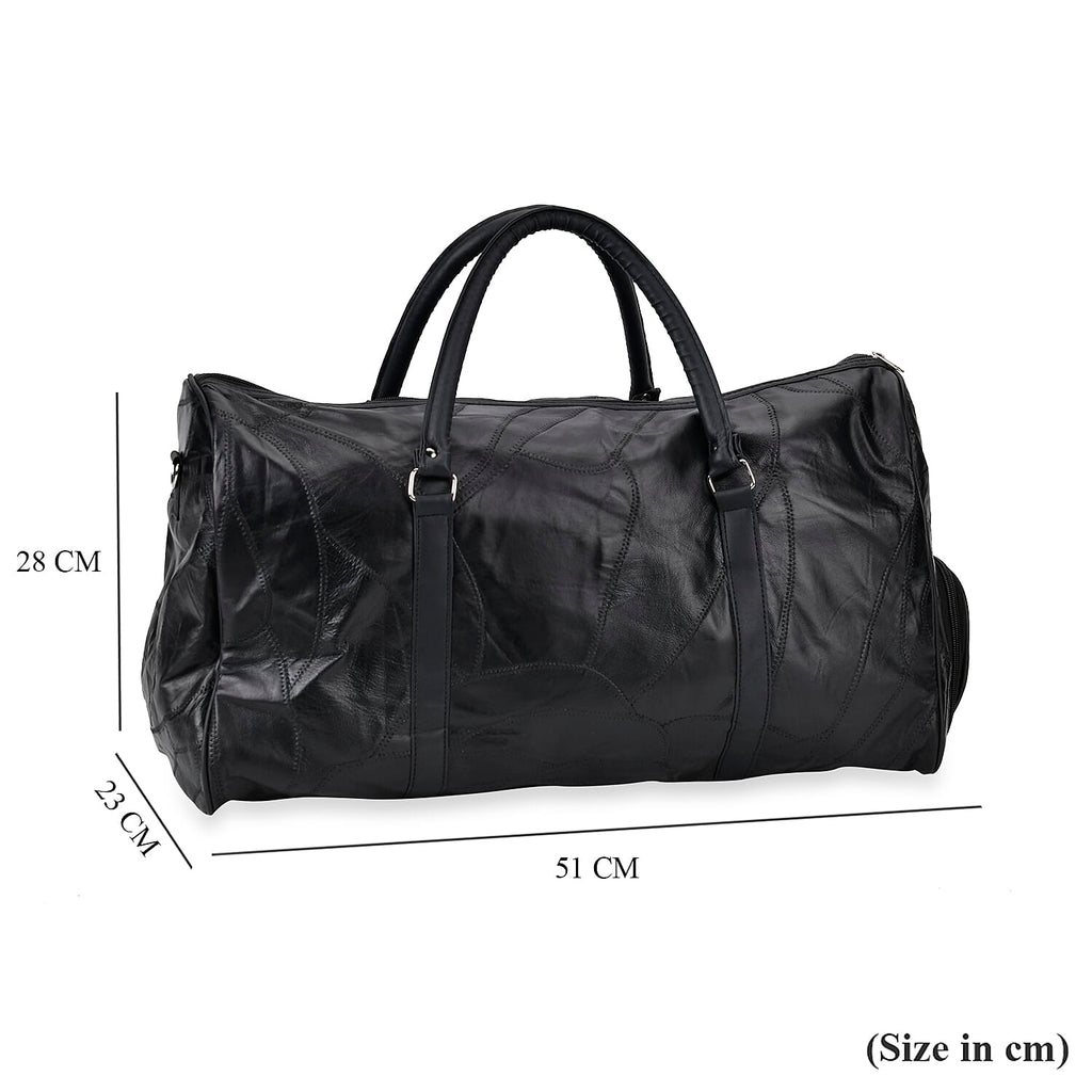 100% Genuine Leather Travel Duffle Bag (Size 51x23x28 cm) - Black