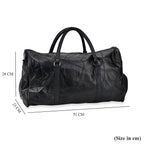 100% Genuine Leather Travel Duffle Bag (Size 51x23x28 cm) - Black