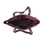 Quilted Pattern Genuine Leather Tote Bag - Wine