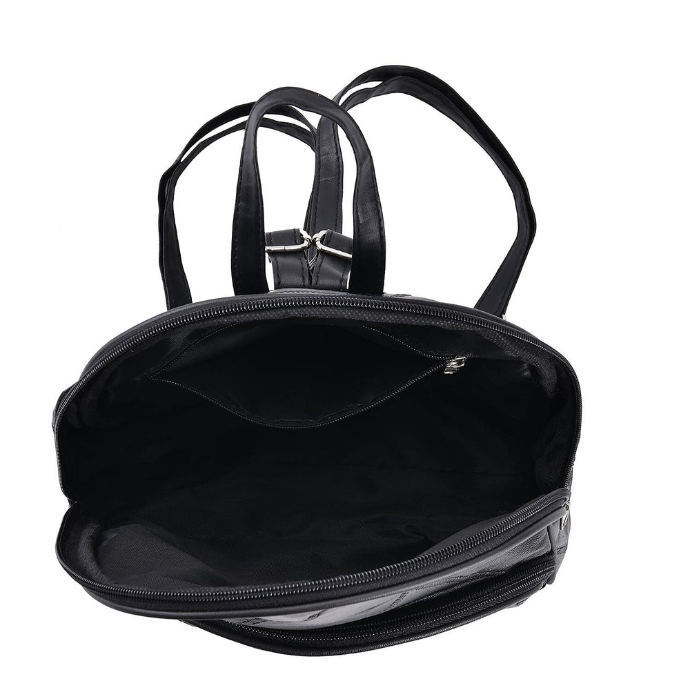Sheepskin Leather Solid Backpack (Size 27x25x10 ) - Black & Black