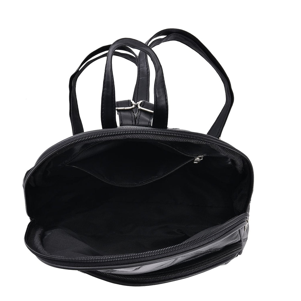 Sheepskin Leather Solid Backpack (Size 27x25x10 ) - Black & Black