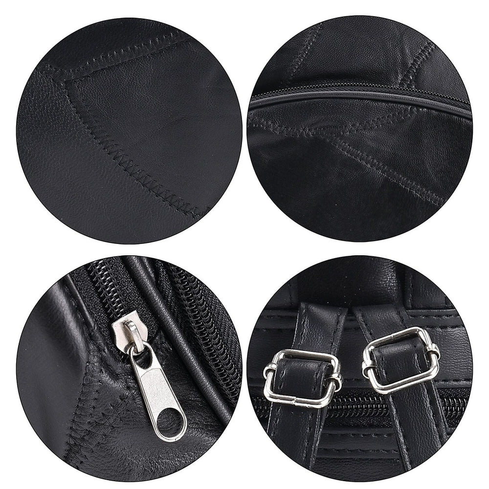 Sheepskin Leather Solid Backpack (Size 27x25x10 ) - Black & Black