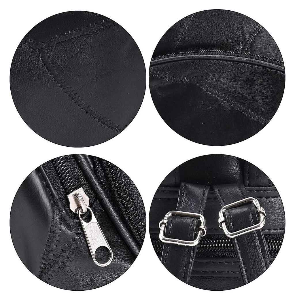 Sheepskin Leather Solid Backpack (Size 27x25x10 ) - Black & Black